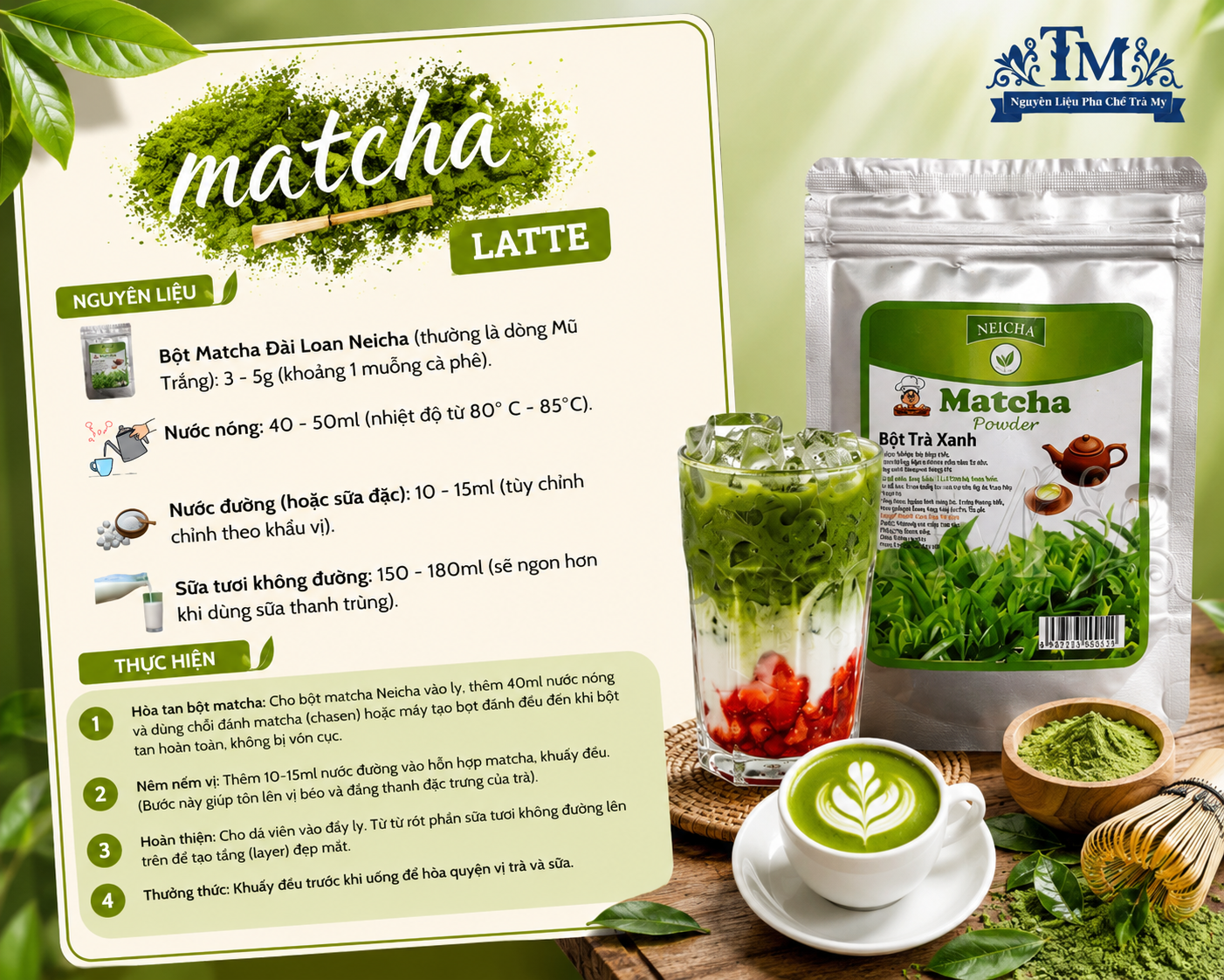 công thức matcha dùng tại quán tra sua