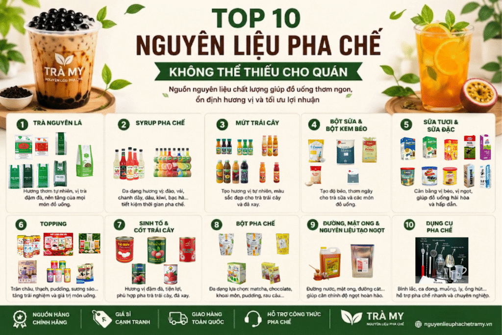 Top 10 nguyên liệu pha chế cho quán mới mở